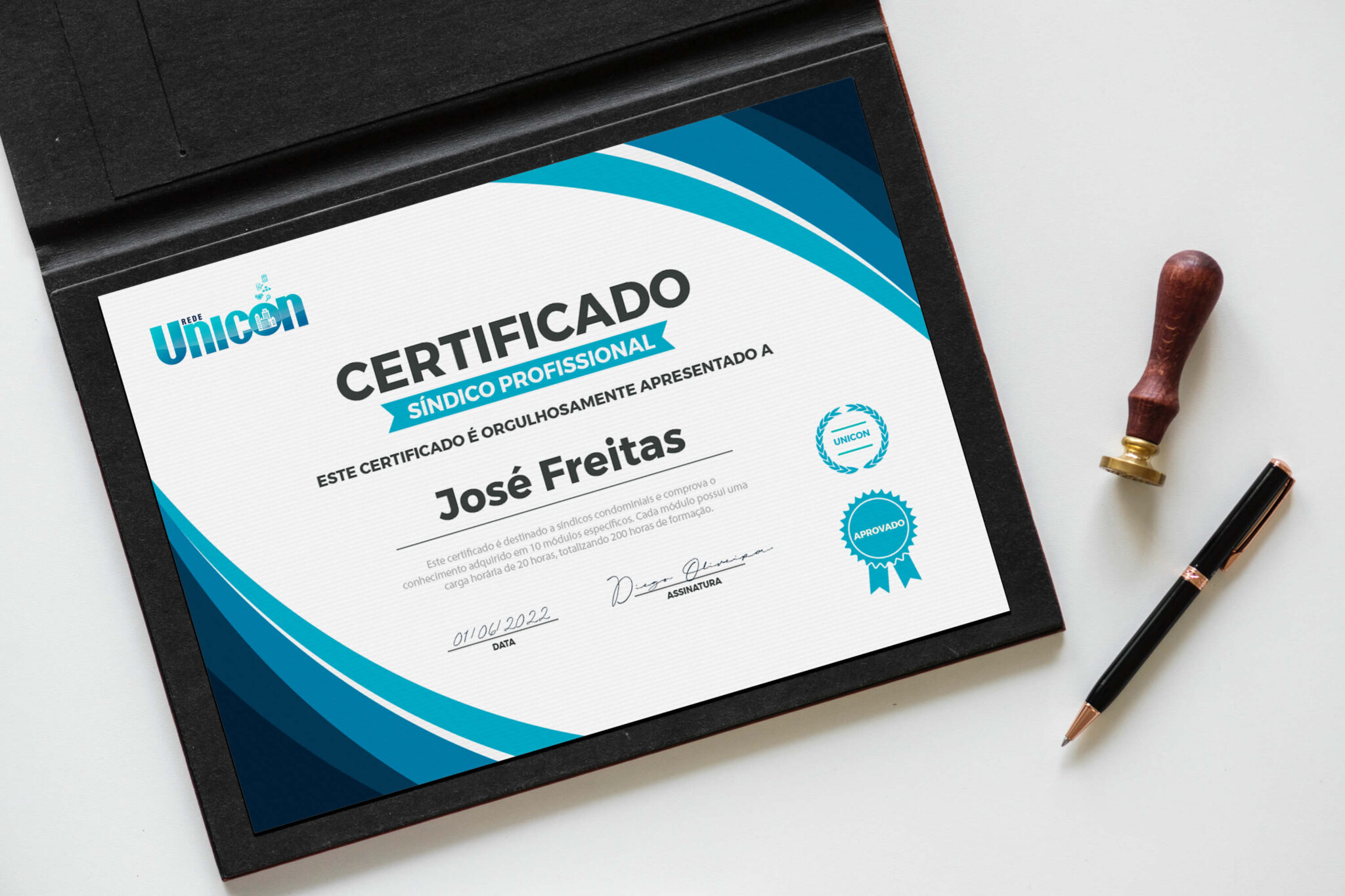 Certificado de participação entregue nos treinamentos da Rede Unicon